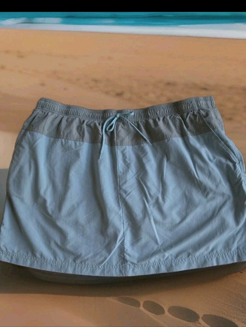 Columbia Womens 2X Skort Sandy River Teal Blue/Gray Green Water Resistant EUC